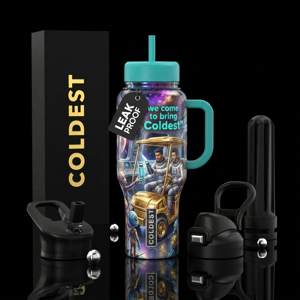 Dave and Joe Come in Peace water bottle design