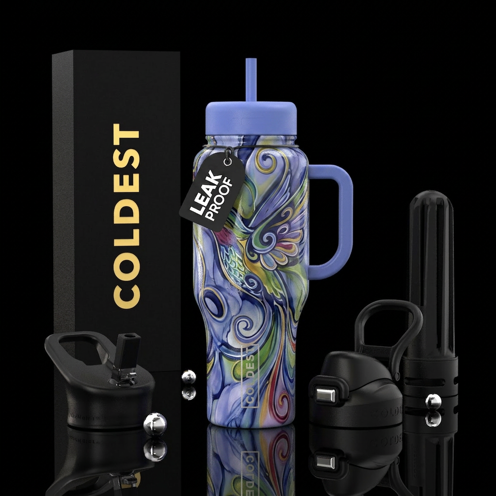powerful, hand drawn, outsider art, mesmerizing, g... water bottle design