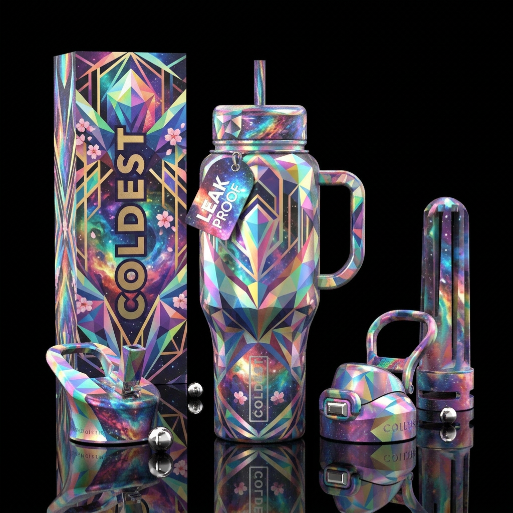 Astral Cherry Blossoms water bottle design