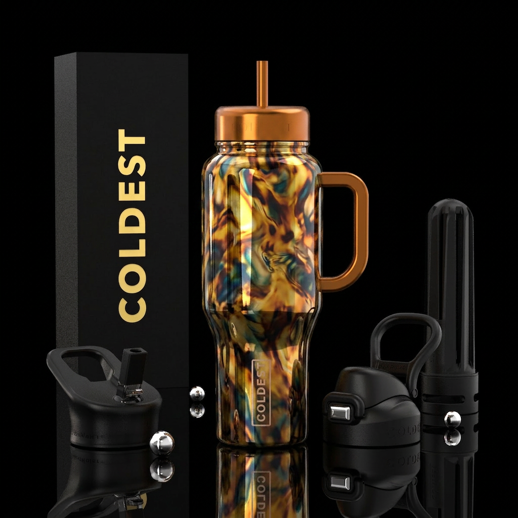 Mirror tortoiseshell water bottle design