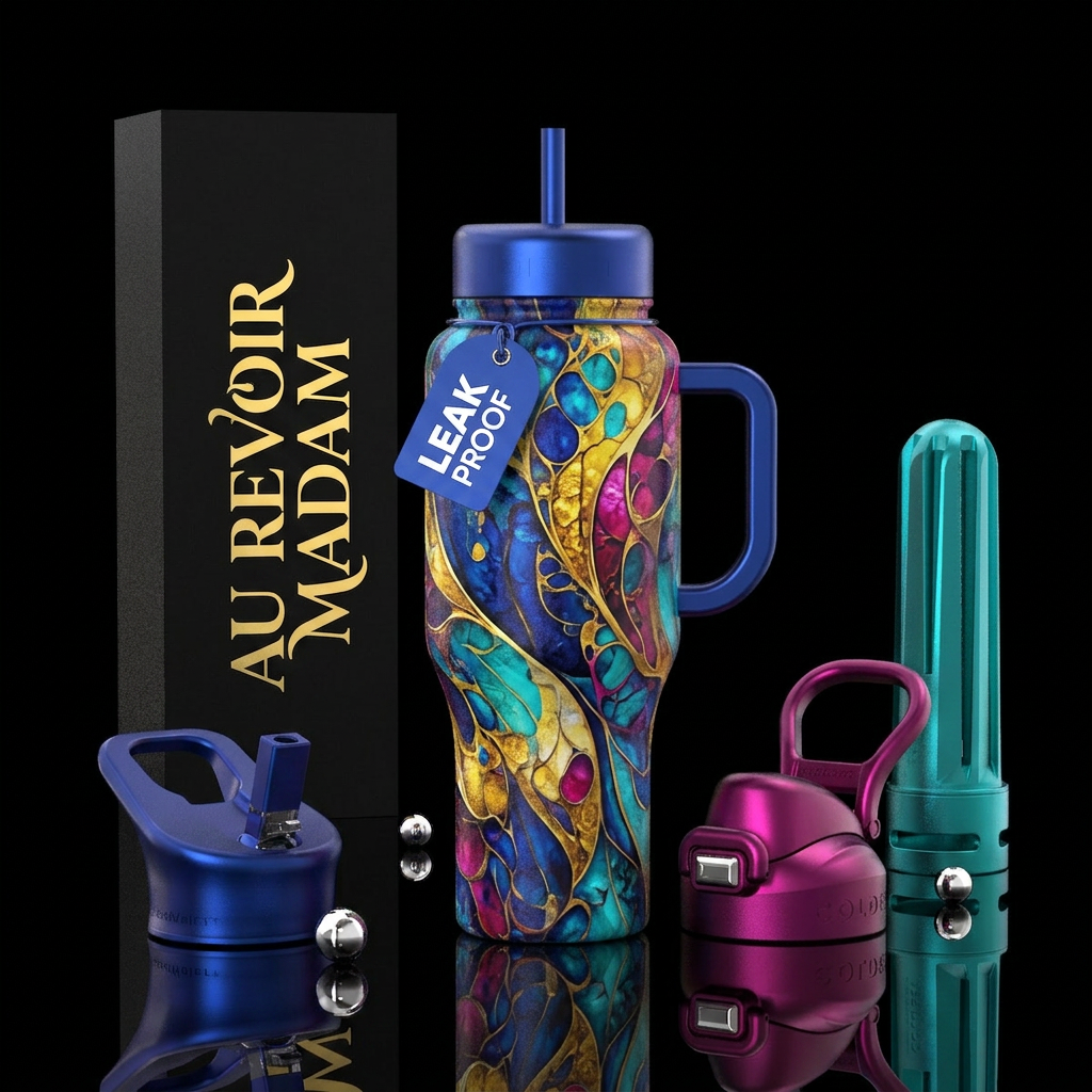 Au Revoir Marie water bottle design