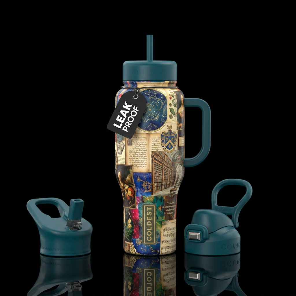 Academia collage water bottle design