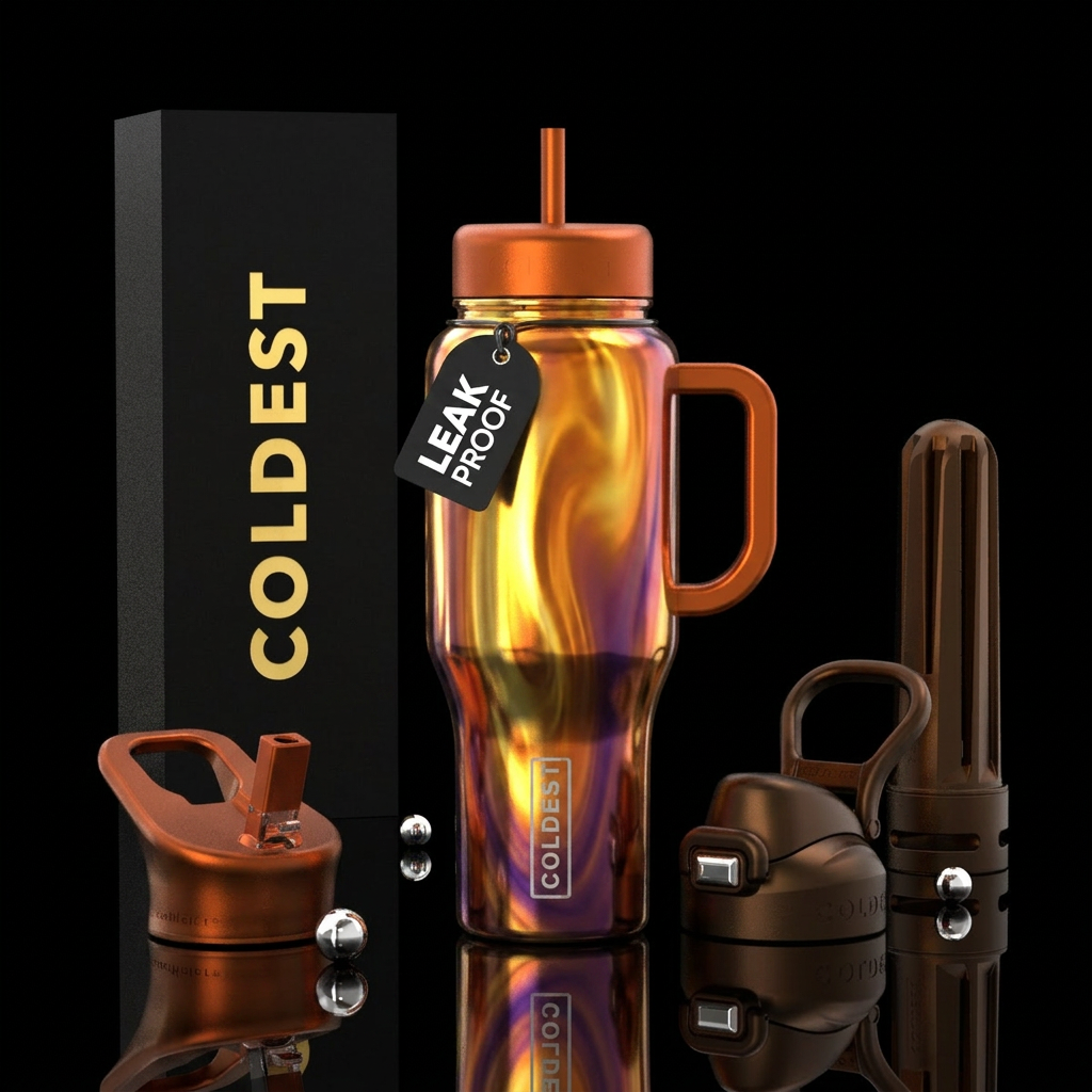 Sunset glow aura water bottle design