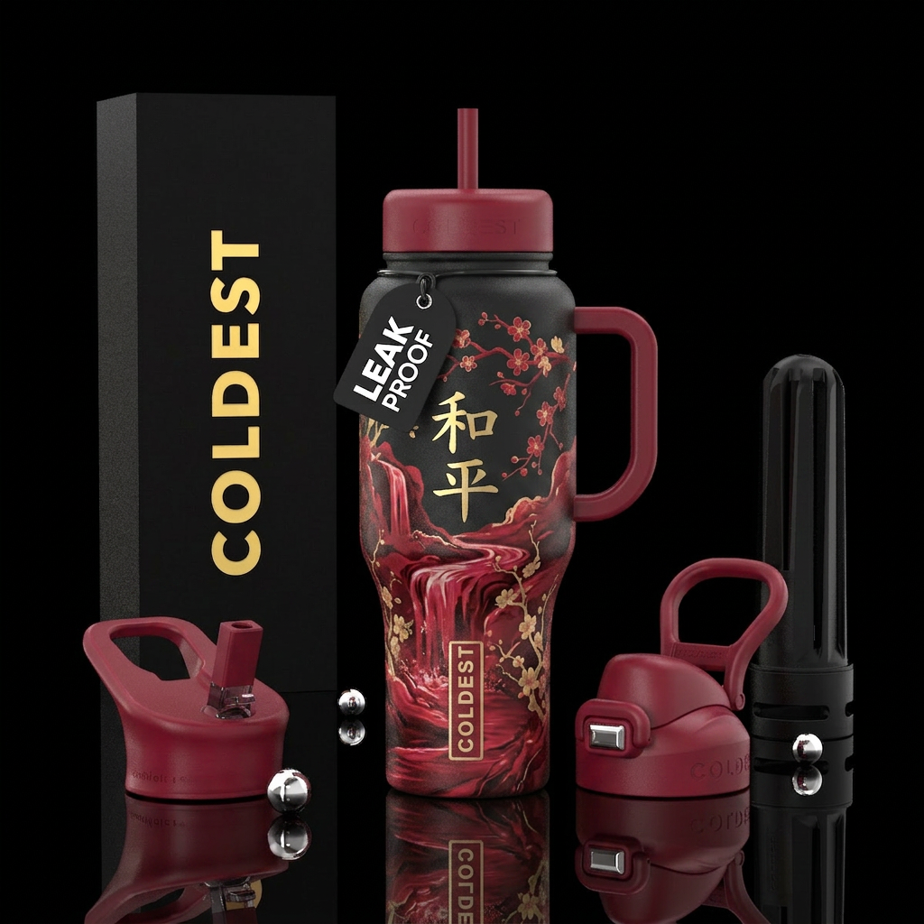 Peaceful happy sunshine water bottle design