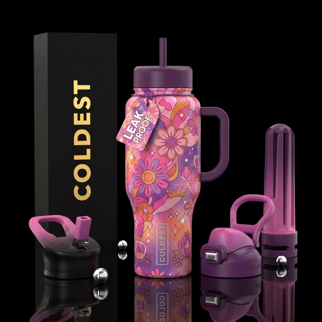 Spring floral princess water bottle design
