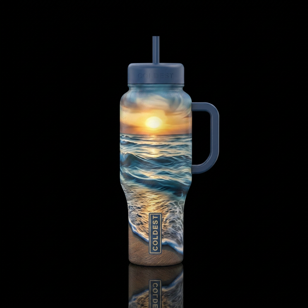 Moody Golden Sunset water bottle design