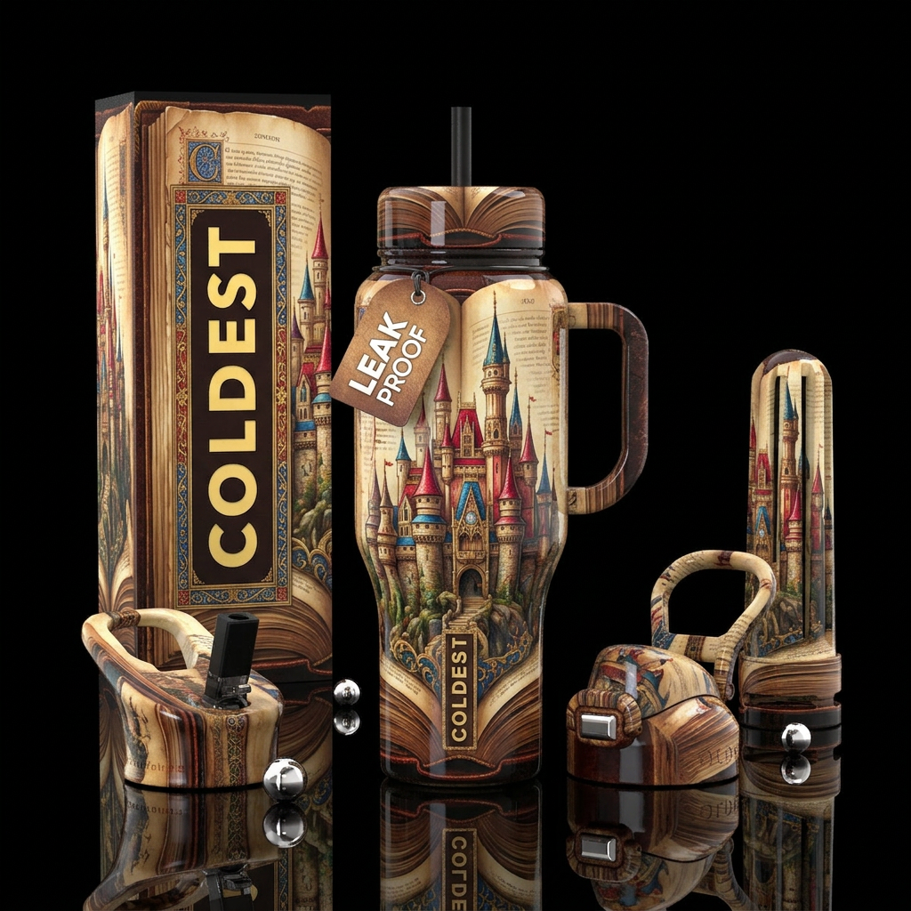 Book of fairy tales water bottle design