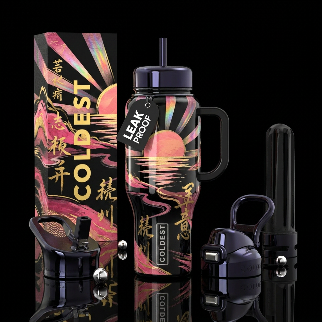 Peaceful Japanese water bottle design