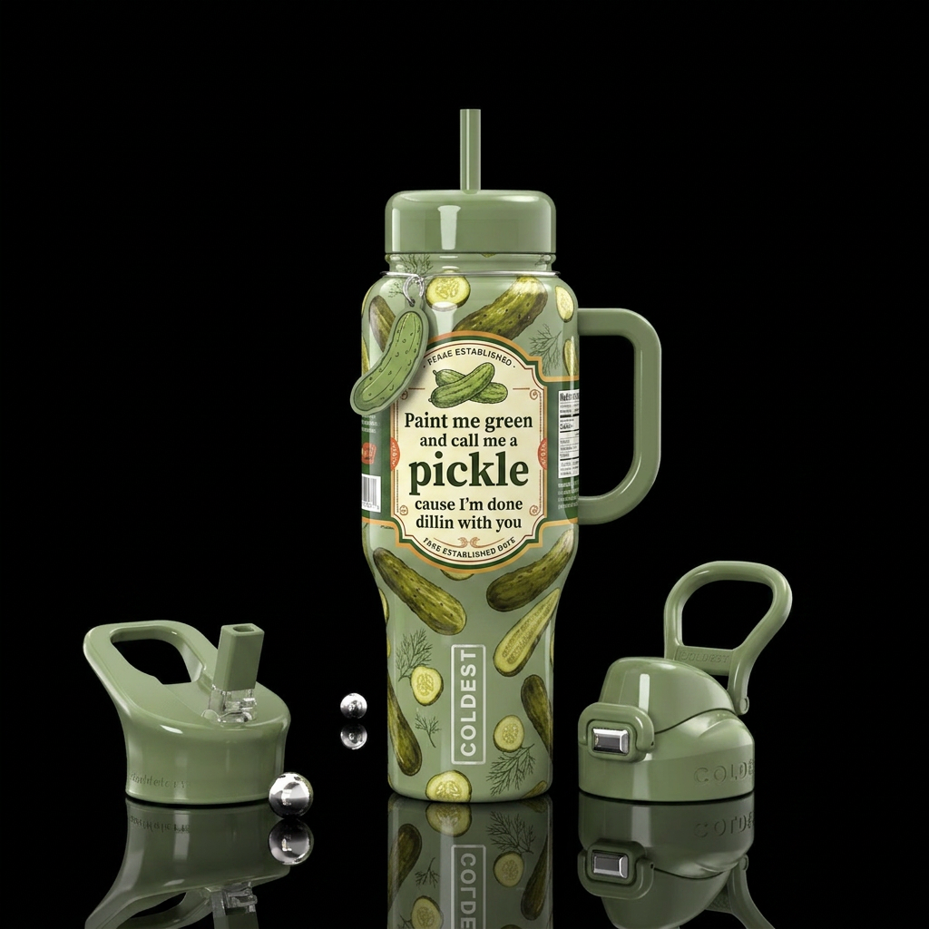 Oh Pickles water bottle design