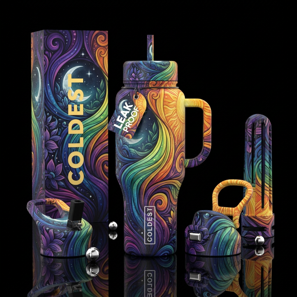 Sun and moon water bottle design