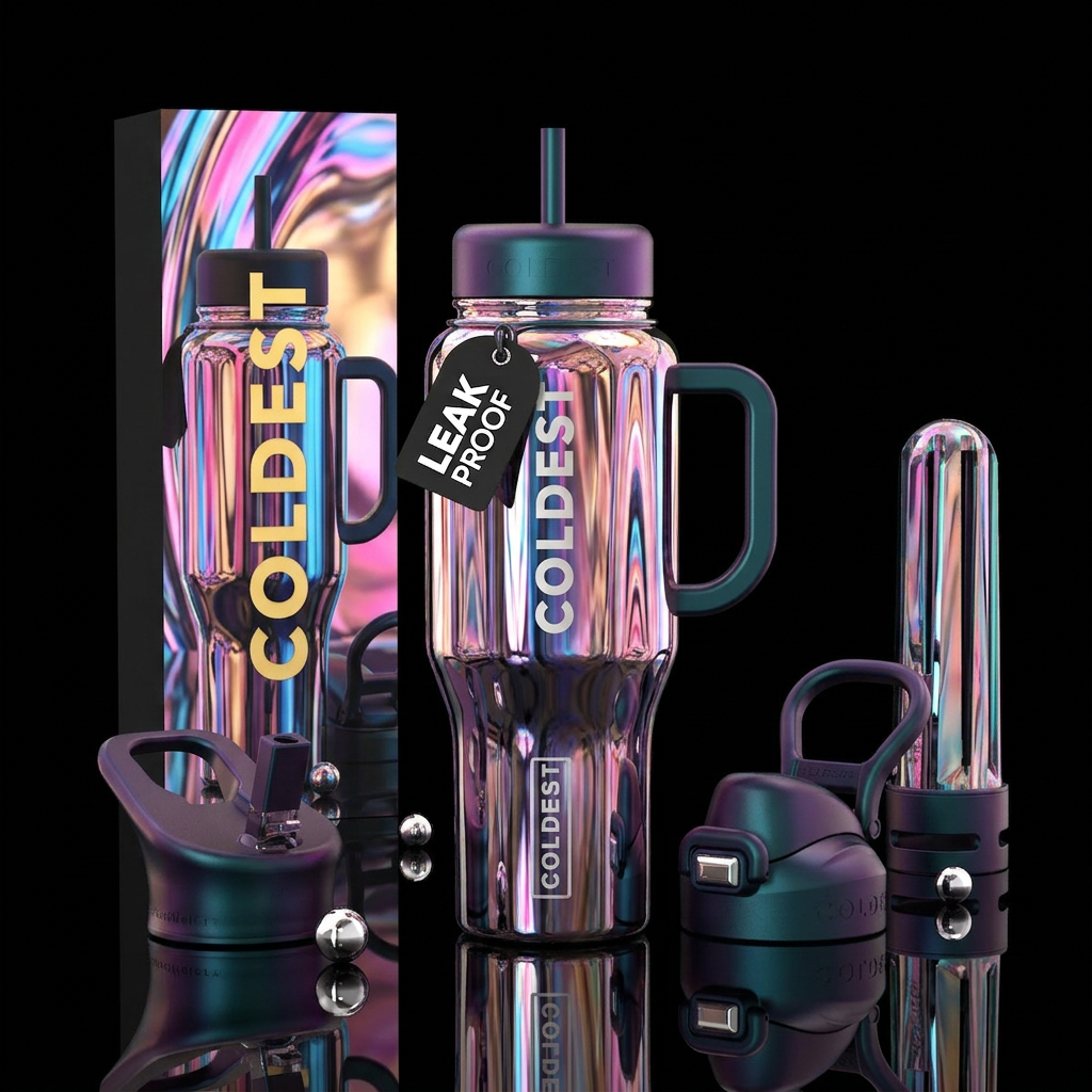 Fun House Mirror water bottle design