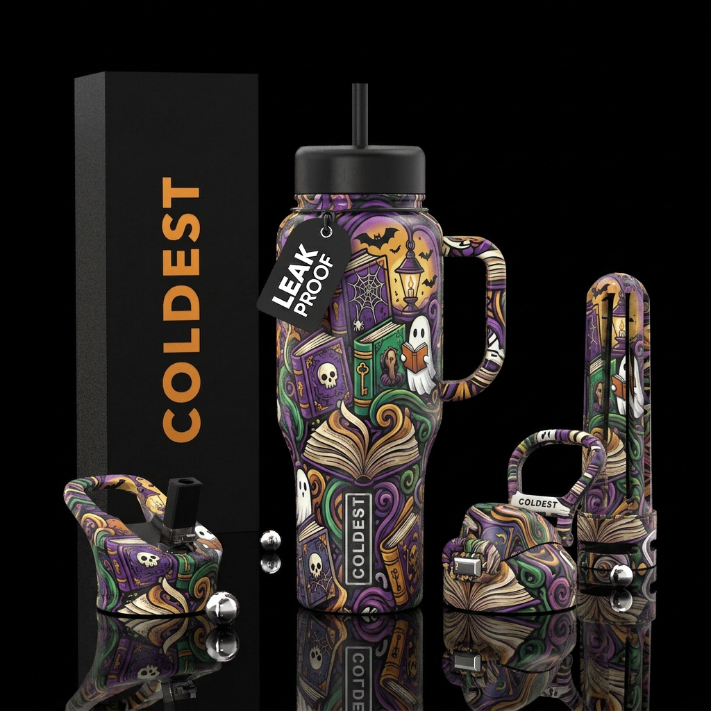 Spooky Book Club water bottle design