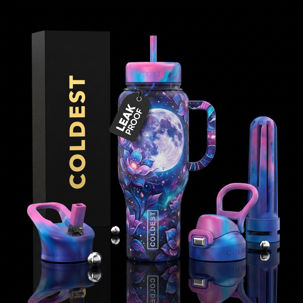 Moon Flowers water bottle design