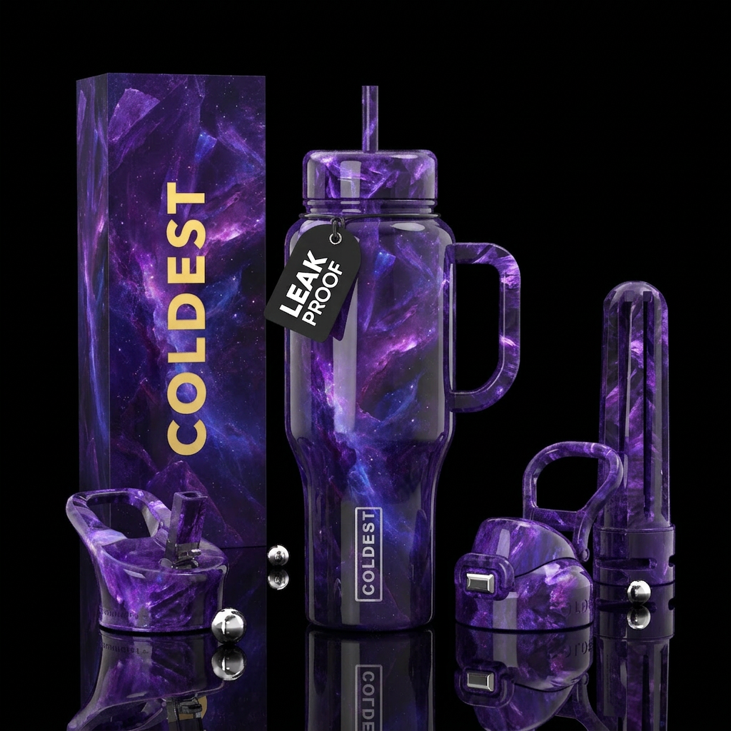 Purple Crystal Fantasy water bottle design