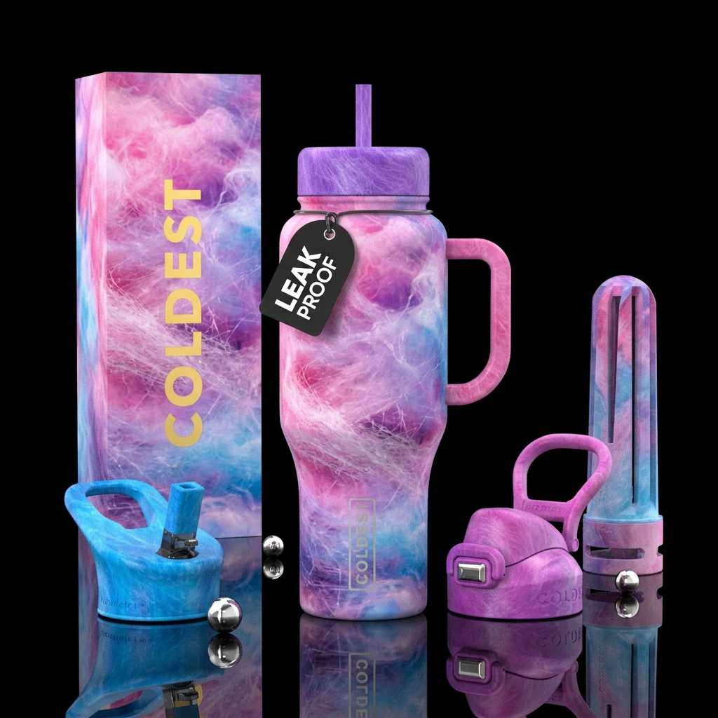 Walking on Cotton Candy water bottle design