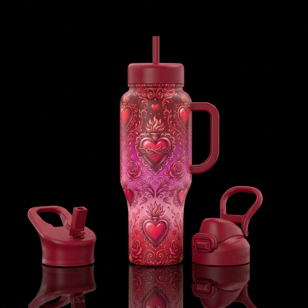 Scared Heart water bottle design