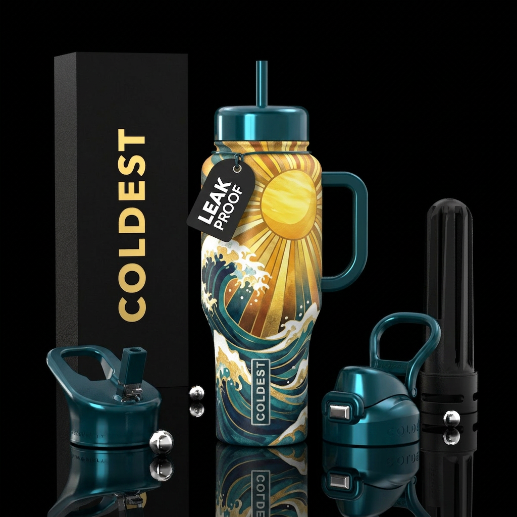Sun and Waves water bottle design