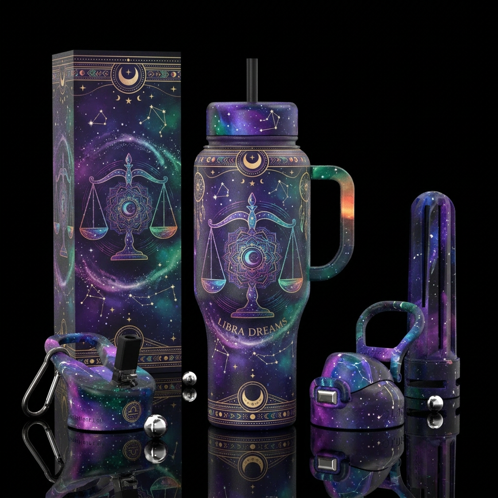 Libra dreams water bottle design