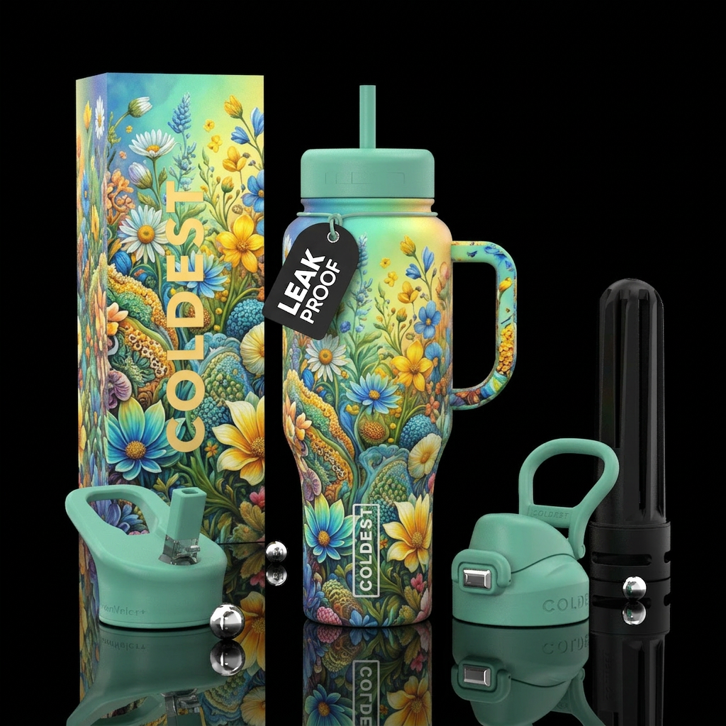 Pocketfull of flowers water bottle design