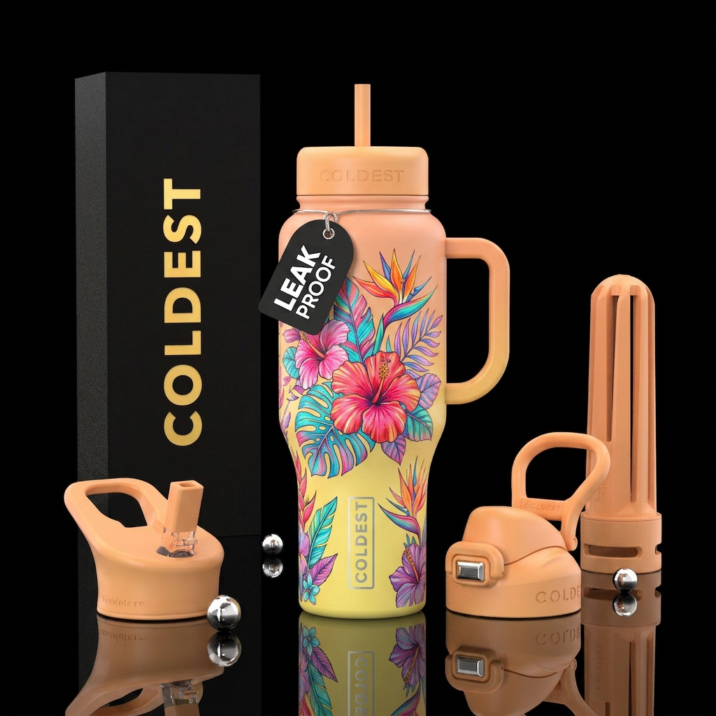 Summer floral water bottle design