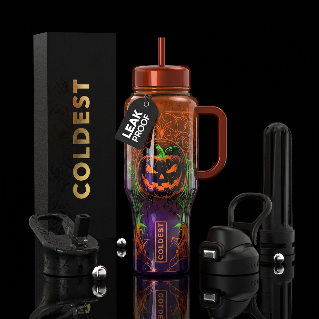 Smashing pumpkins water bottle design