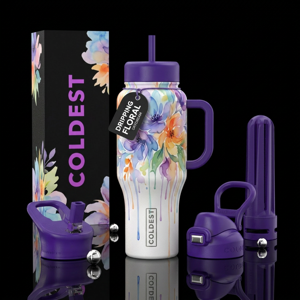 Floral daydream water bottle design
