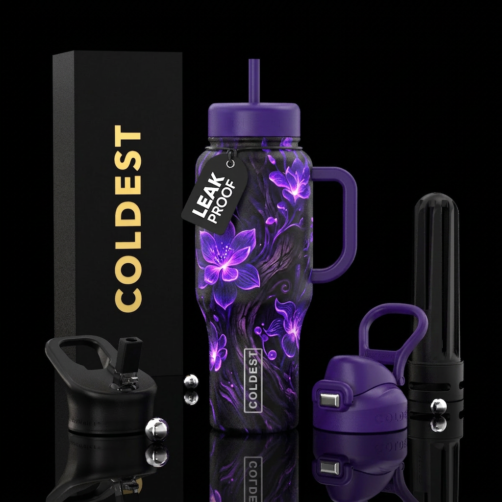 Electric violets water bottle design