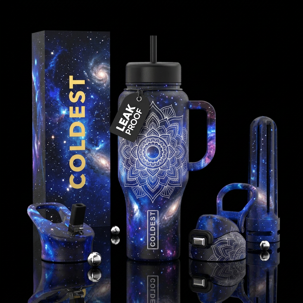 Celestial Mandela water bottle design