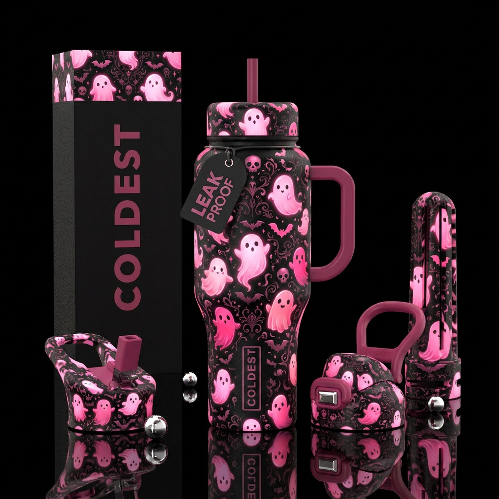 Dem Spooky Ghosts water bottle design