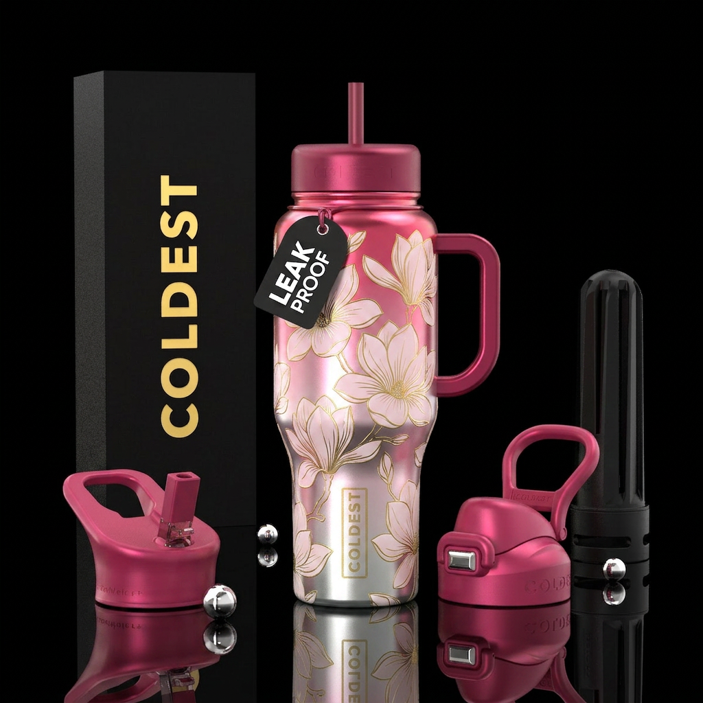 Magnolia ombré water bottle design
