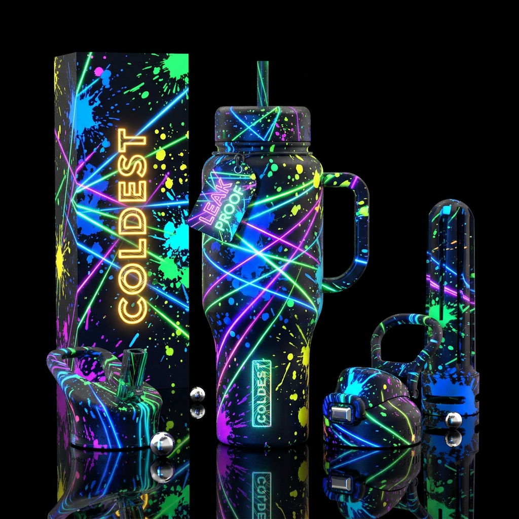 Laser splatter water bottle design