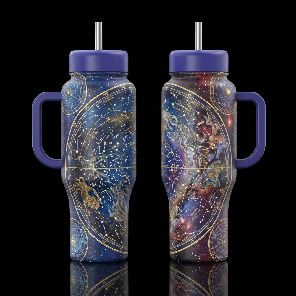 Planisphere water bottle design