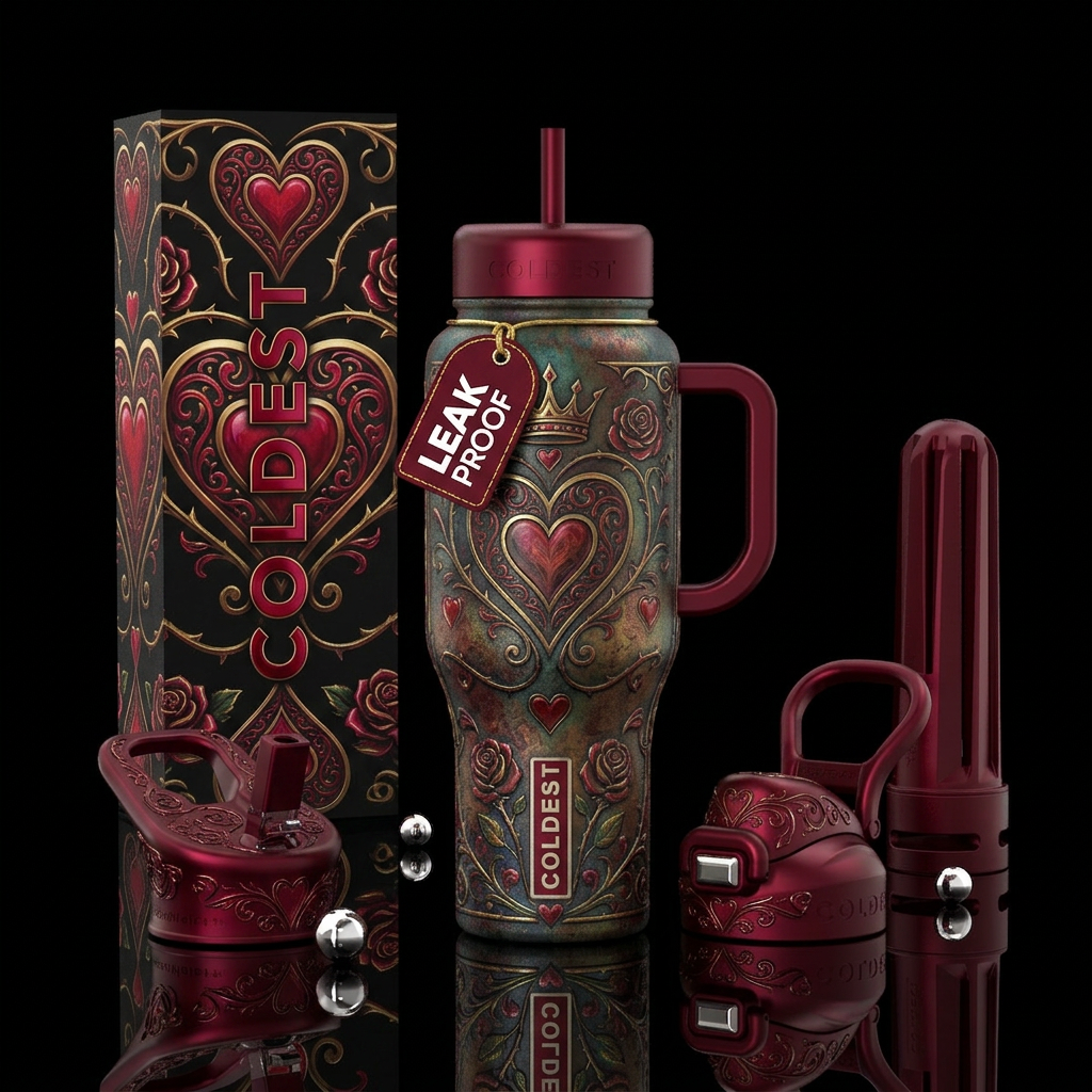 Queen of Hearts water bottle design