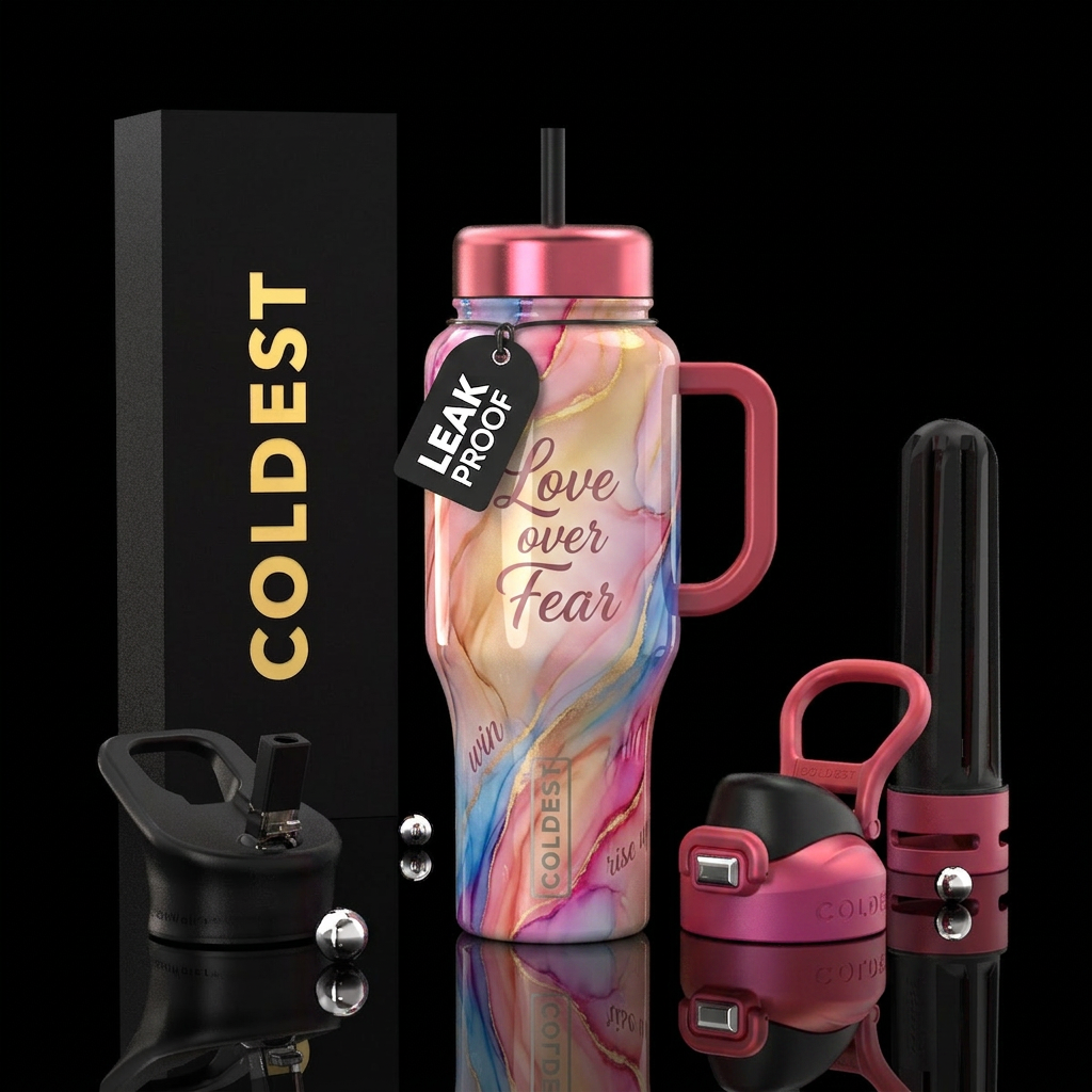 Love over Fear water bottle design