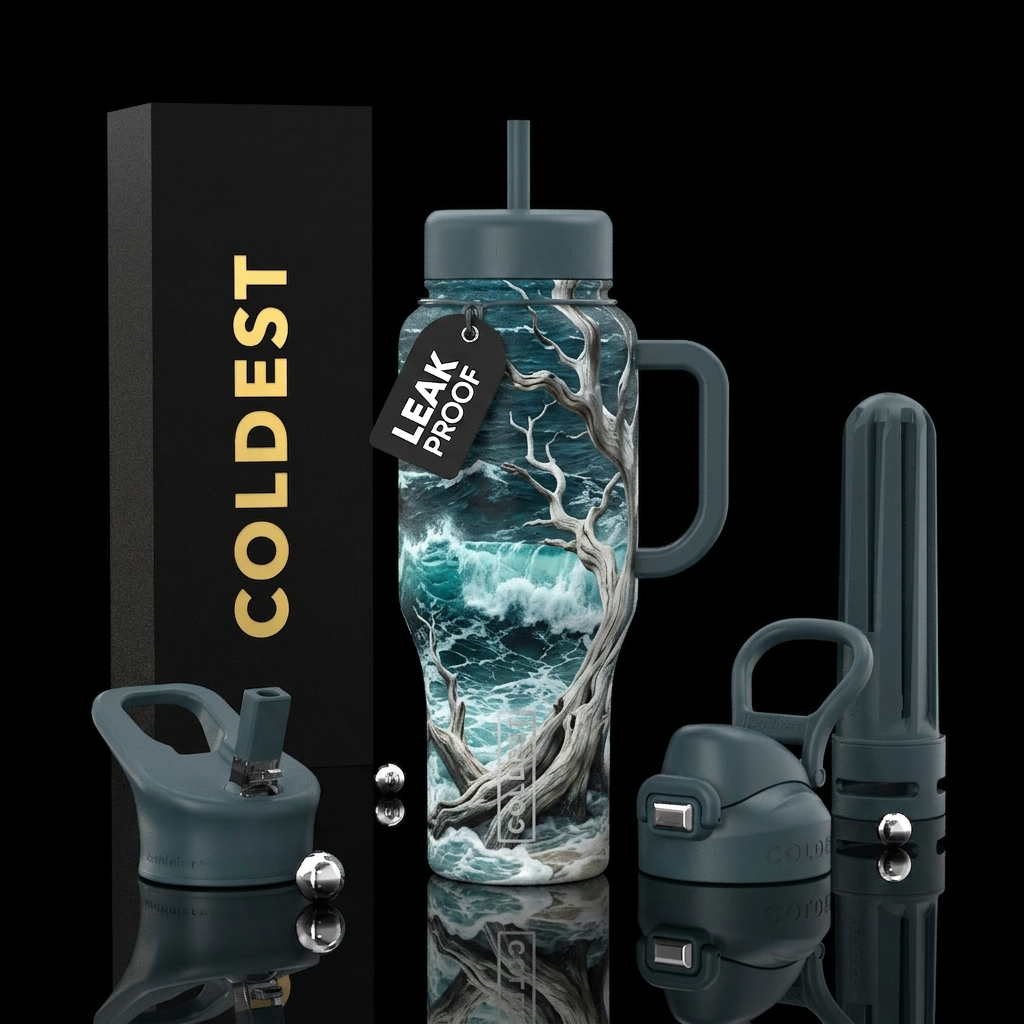 Waves among Ghost Trees water bottle design