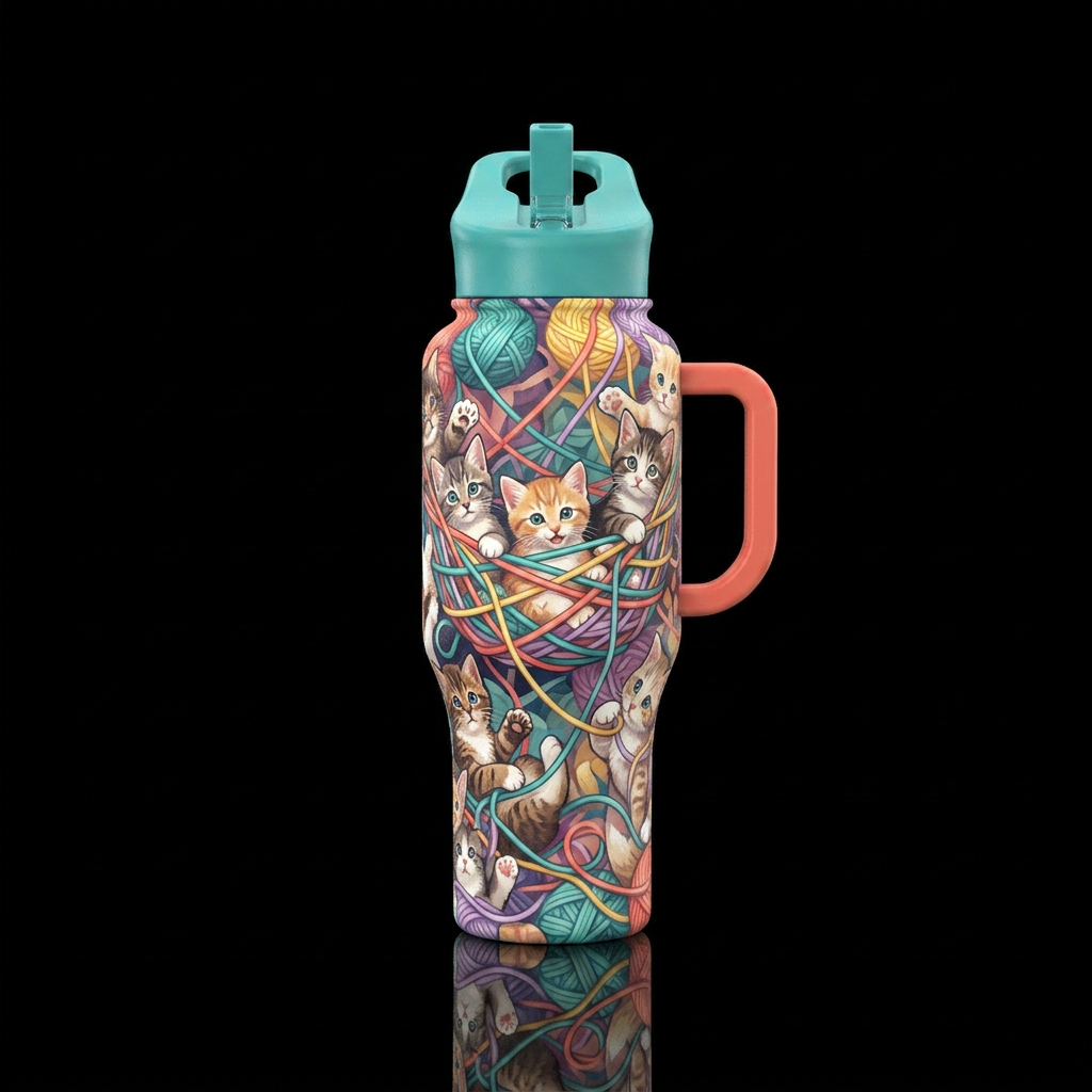 Cats in a Cradle water bottle design