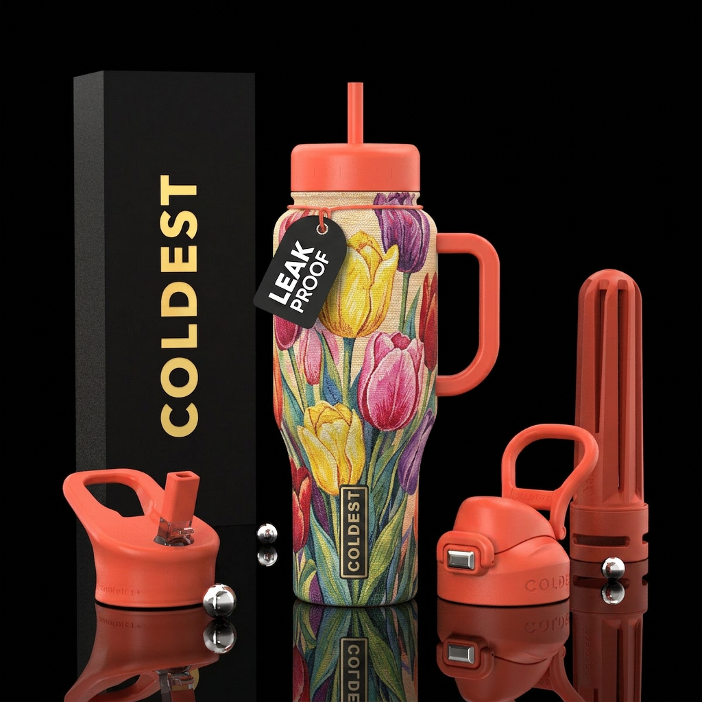 Tulip tapestry water bottle design