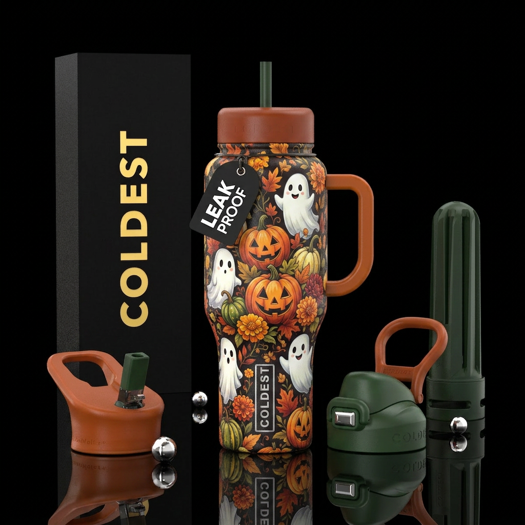 Halloween Ghosts Pumpkin water bottle design