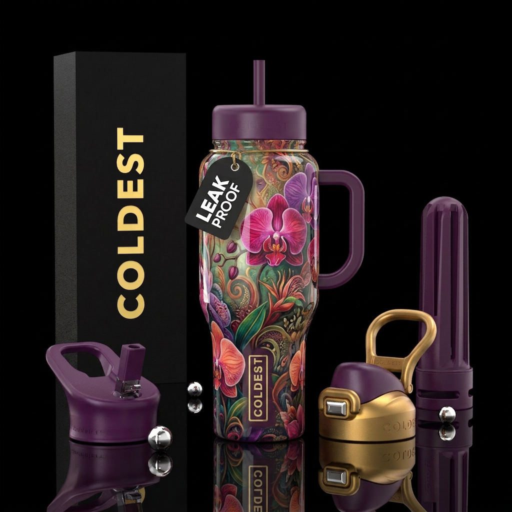 Serenade of orchids water bottle design