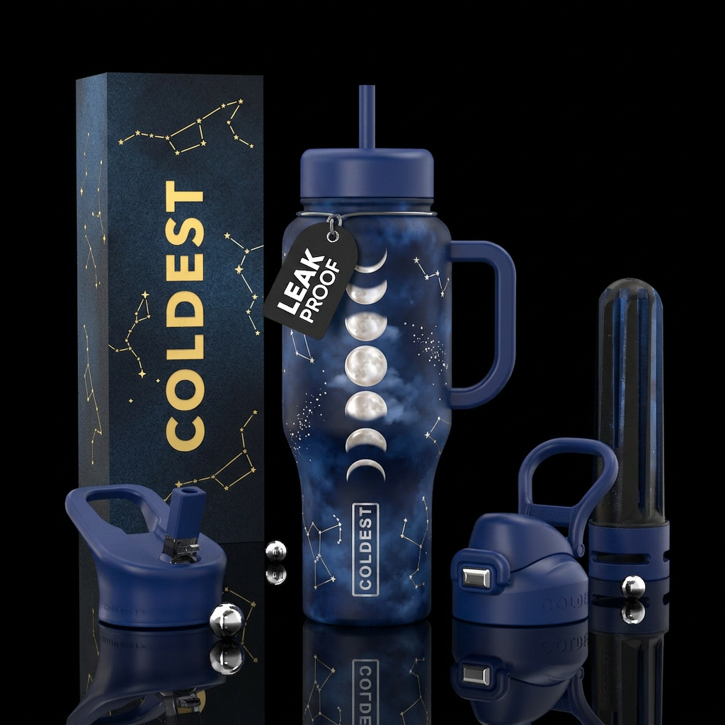 Moon Phases water bottle design