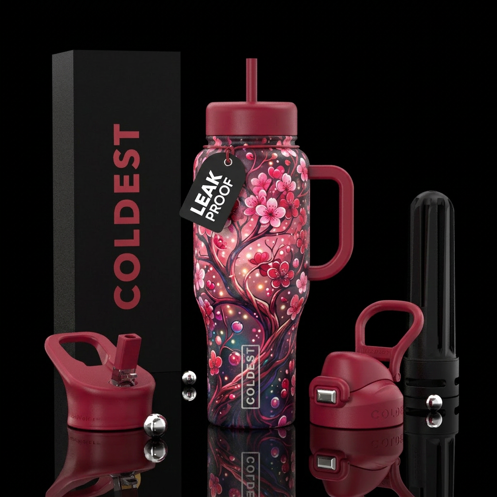 Cherry tree carol water bottle design