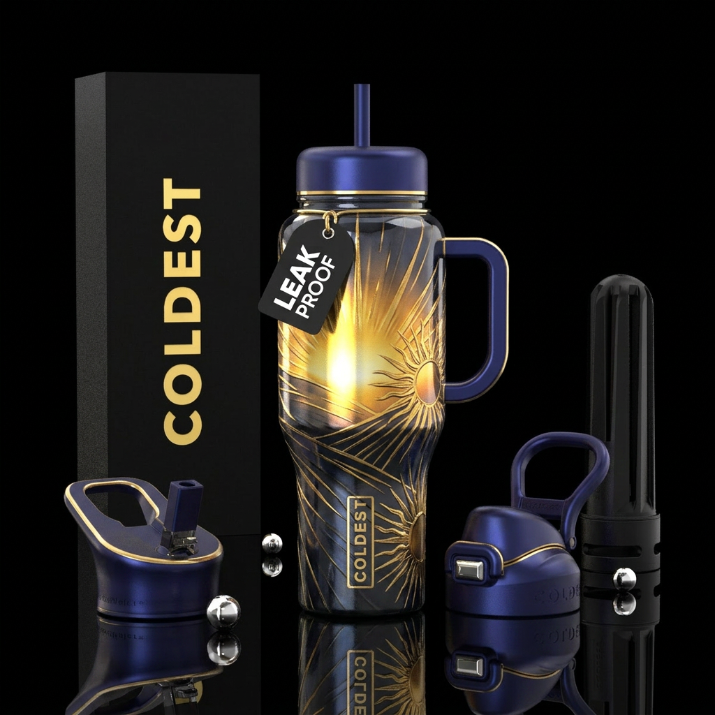sun illuminating darkness water bottle design