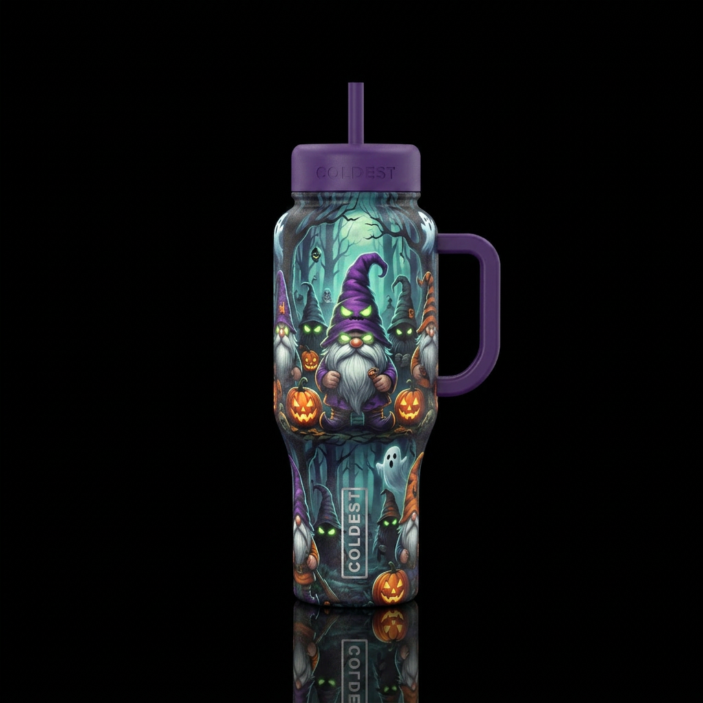 Gnome for Halloween water bottle design