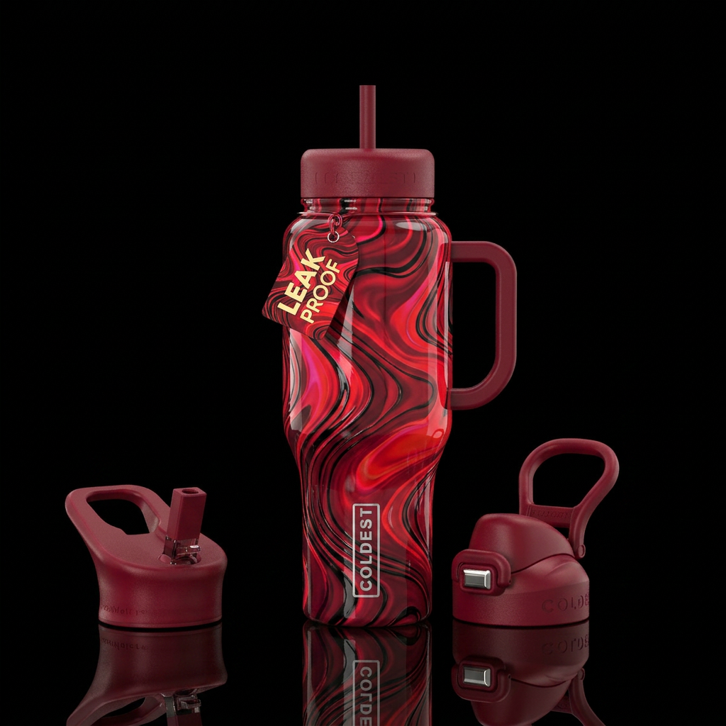 Crimson siren water bottle design