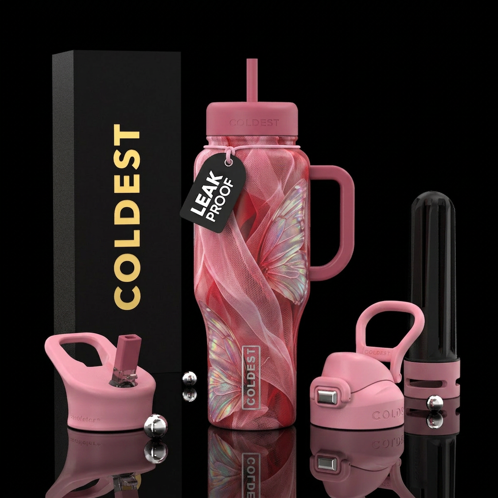 Pink Butterfly Veil water bottle design
