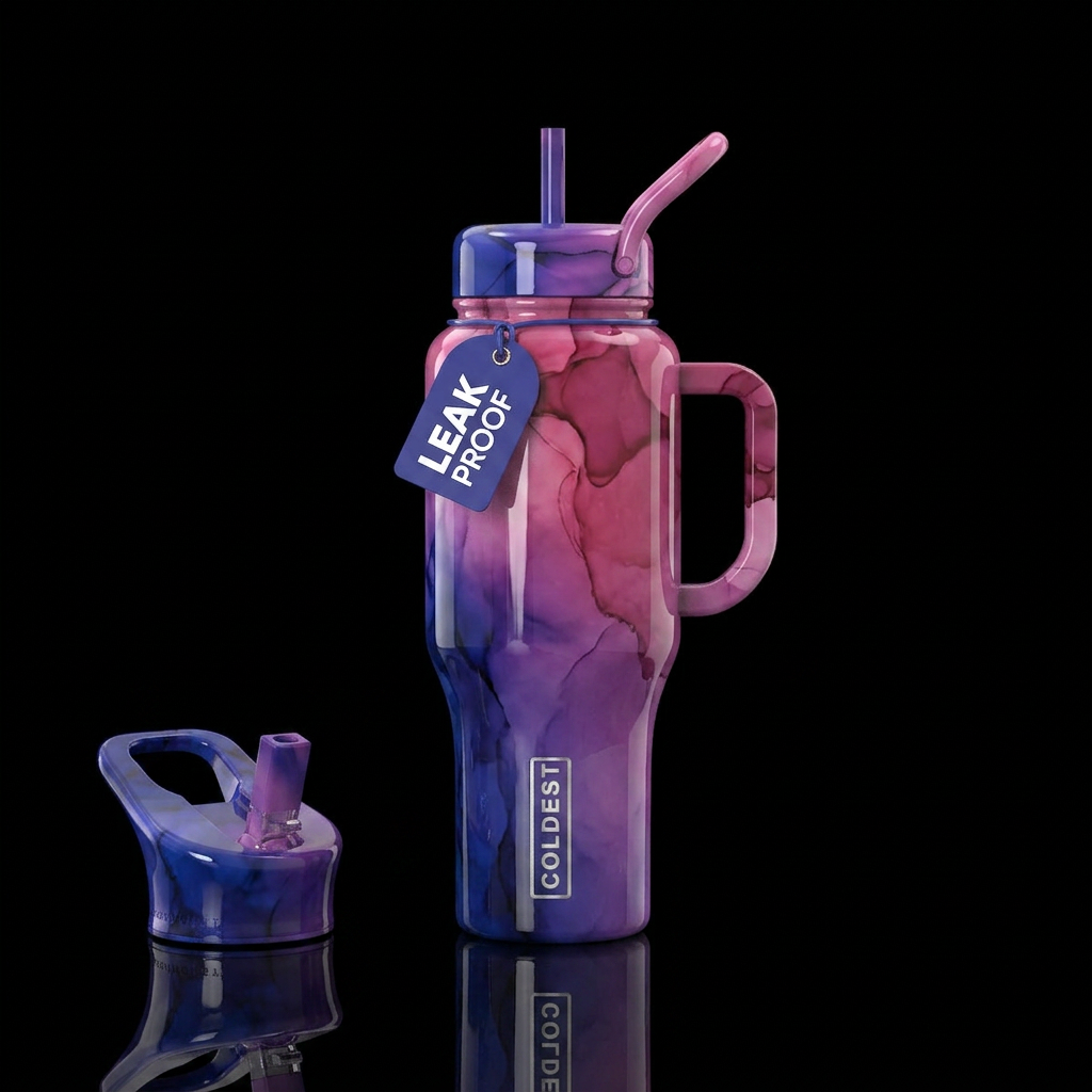 Untamed blueberry blush water bottle design