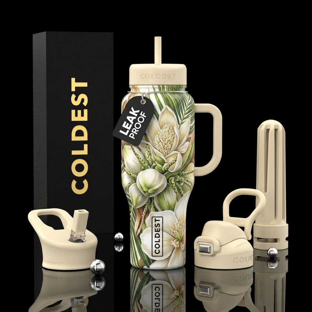 Coconut Blooms water bottle design