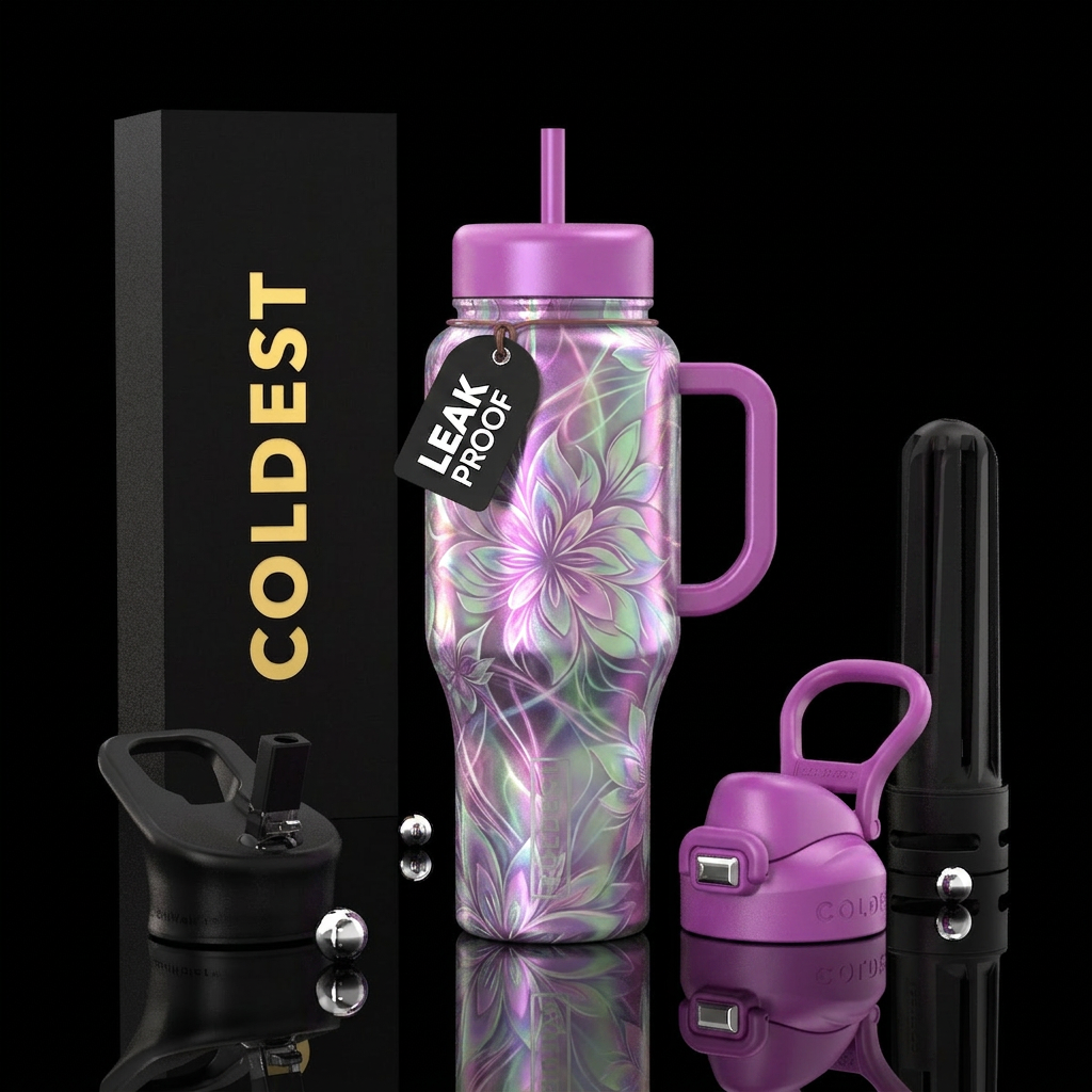 Magical Mauve Floral water bottle design