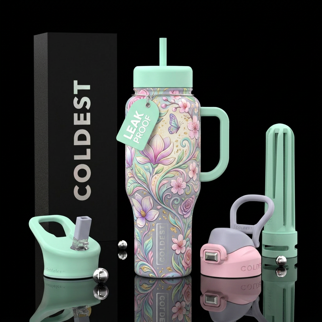 Pastel secret garden water bottle design