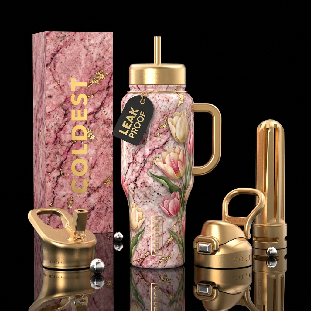 Pink and White water bottle design